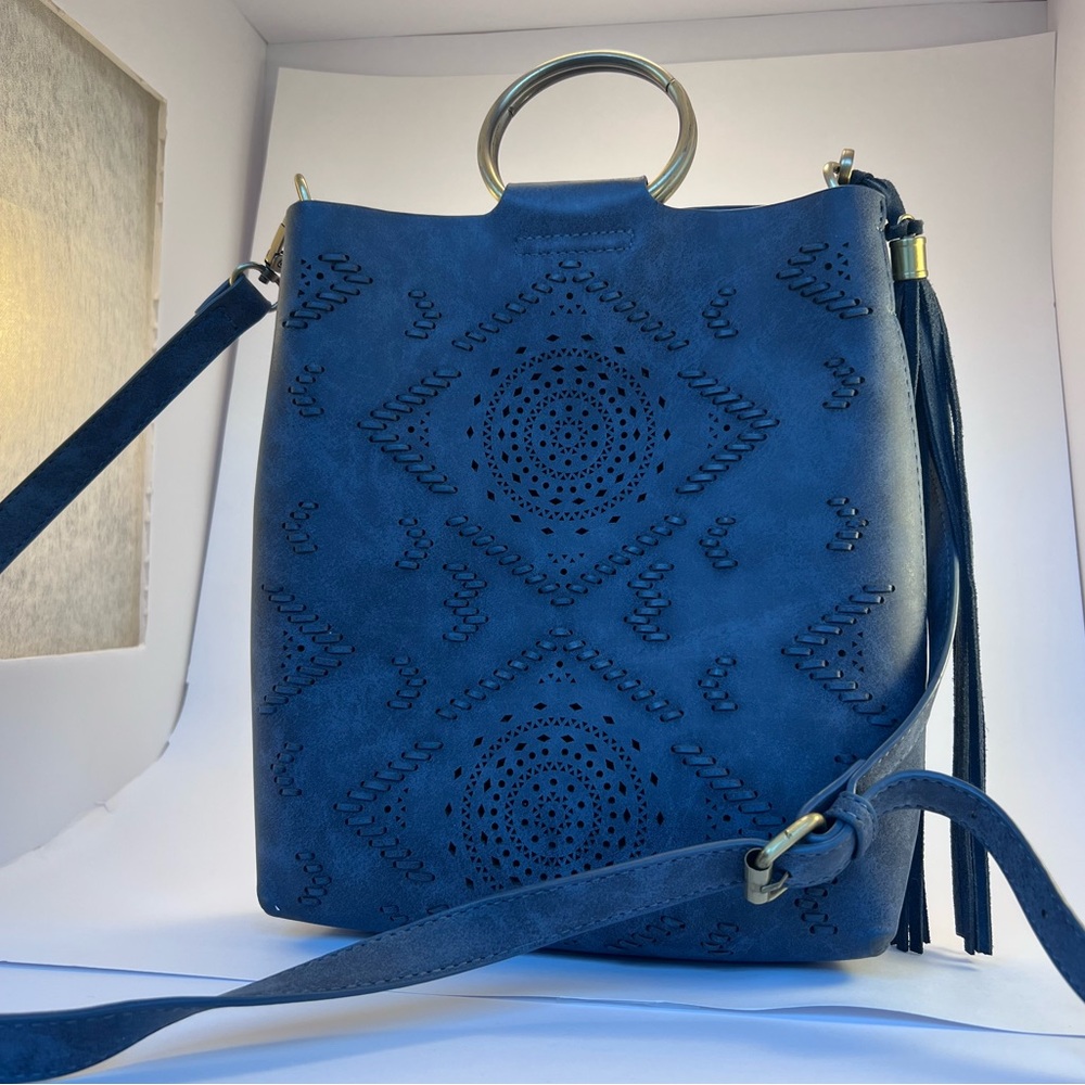 Blue Handbag with Cutout Design
